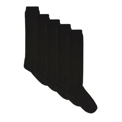 Pack of five black knee high socks